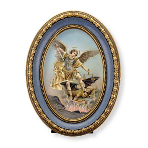 5 1/2" x 7 1/2" Oval Gold-Leaf Frame with a Saint Michael Print