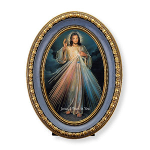 5 1/2" x 7 1/2" Oval Gold-Leaf Frame with a Divine Mercy Print