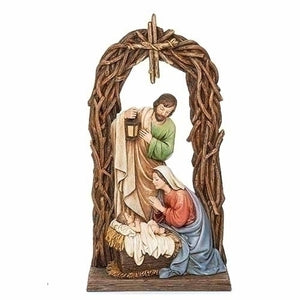 11.2"H Holy Family Under Woven Wood Arch & Star
