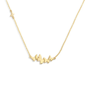 16 inch gold necklace with butterfly charms