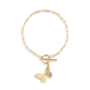 butterfly toggle gold bracelet 6.5"