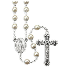 7mm Pearl Capped Bead Rosary