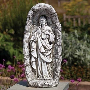 18.5"H LED Solar Sacred Heart Garden Statue