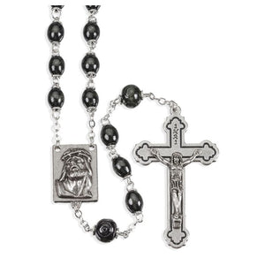 Carved Black Wood Rosary