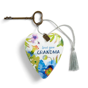Love You Grandma Floral Art Heart - 3.5x4in
