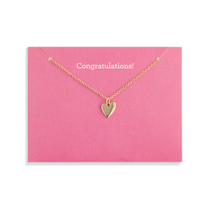 Congratulations Floral Card and Gold Heart Necklace - 16in
