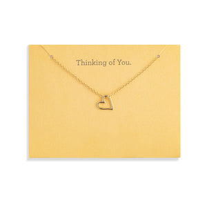 Thinking of You Floral Card and Gold Heart Necklace - 16in