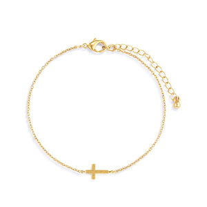 Gold Cross Charm Bracelet - 6.5in
