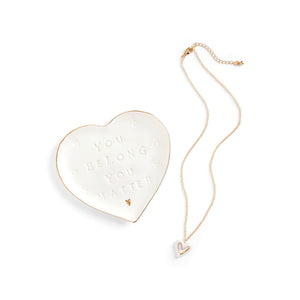 You Belong Necklace + Trinket Dish - Necklace 16in(+2in Extender) Dish 3.75in