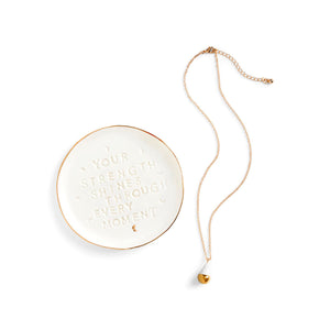 Strength Shines Necklace + Trinket Dish - Necklace 16in(+2in Extender) Dish 3.75in