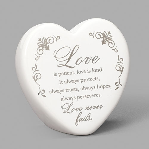 3.75"H Love is Patient Heart, Ceramic