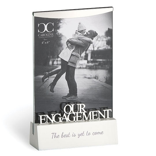 6.75"H Engagement Frame, Wood Base, 4x6 Caroline Collection