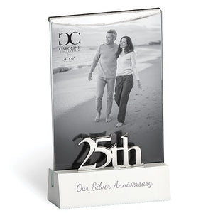6.75"H 25th Anniversary Frame, Wood Base, 4x6 Caroline Collection