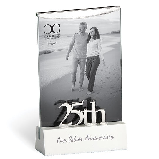 6.75"H 25th Anniversary Frame, Wood Base, 4x6 Caroline Collection