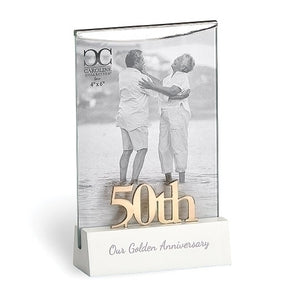 6.75"H 50th Anniversary Frame, Wood Base; 4x6 Caroline Collection