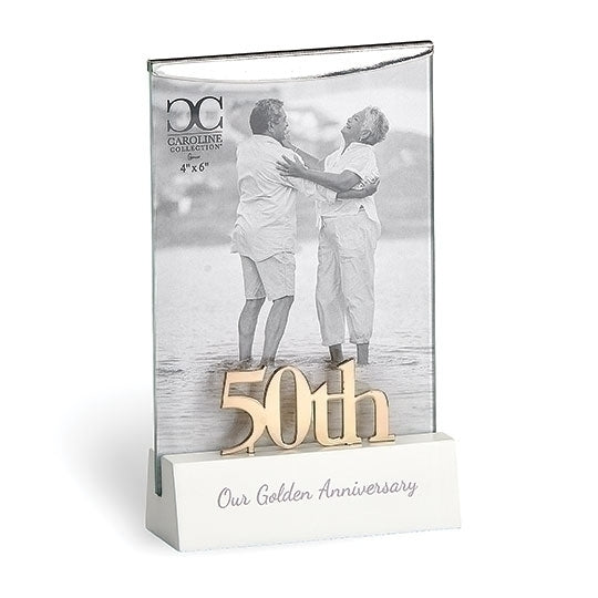 6.75"H 50th Anniversary Frame, Wood Base; 4x6 Caroline Collection