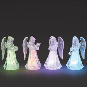 4.25"H Lighted Angels, 4 Assorted