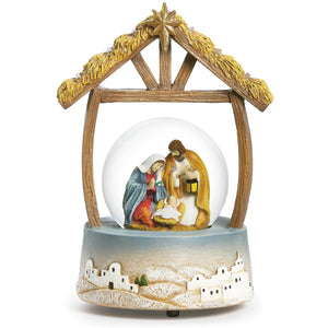 8"H Musical Holy Family Dome in Manger