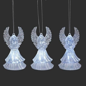 3.5"H Lighted Angel Ornaments, 3 Assorted