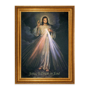 Gold Leaf Framed Divine Mercy w/ Rope Detailing