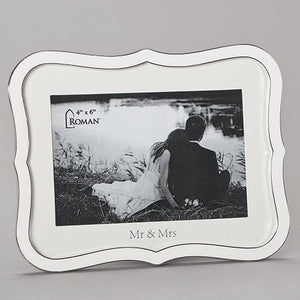 6.5"H White Wedding Frame 4x6 Mr. & Mrs.