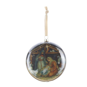 Glass Disk Nativity Ornament - 4.5in
