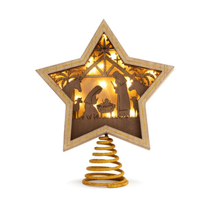 Lit Star Nativity Tree Topper - 8.5x10in
