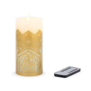 Flameless LED Nativity Pillar Candle - 3x6in