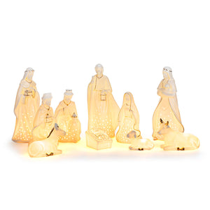 Ceramic LED Nativity Figures - 10 Piece Set