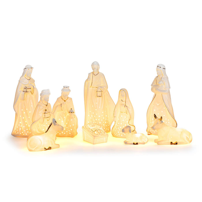 Ceramic LED Nativity Figures - 10 Piece Set