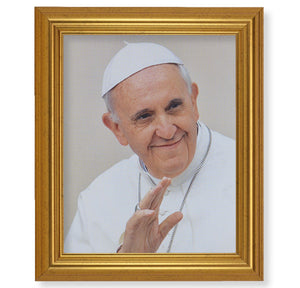 10" x 12" Gold Leaf Finish Beveled Frame with 8" x 10" Pope Francis Textured Art