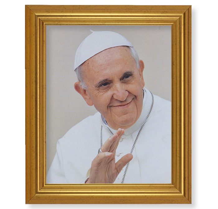 10" x 12" Gold Leaf Finish Beveled Frame with 8" x 10" Pope Francis Textured Art