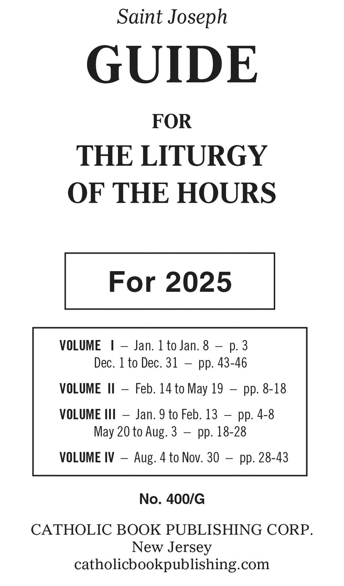 2025 Annual Guide for Liturgy of the Hours