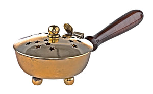 Brass Incense Burner with Wooden Handle