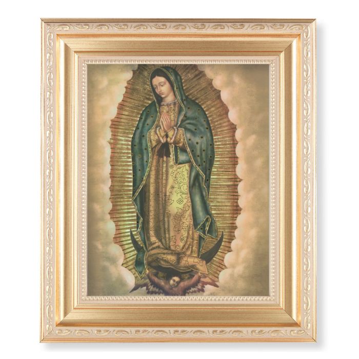 Our Lady of Guadalupe Picture, 10 1/4" x 12 1/4", Satin Gold Frame