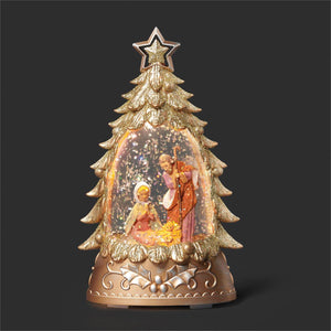 6"H LED Holy Family Christmas Tree Mini Dome
