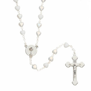 First Communion Rosary with Heart-Shaped Beads