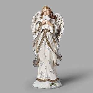 9"H Angel Holding Snowflake Figure