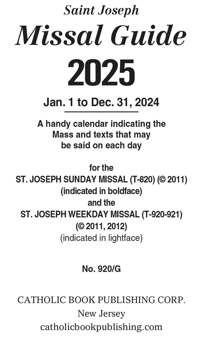 2025 Annual Missal Guide