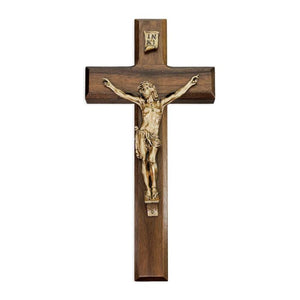 10" Walnut Crucifix with Museum Gold Corpus
