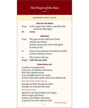 Pew Cards for Mass, Second Edition (quantity discount for 50 or more is $1.00 each)