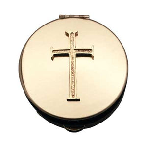 Pyx, Latin Cross, Polished Brass