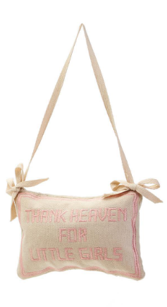 Thank Heaven Embroidered Pillow Door Hanger Décor Assorted 2 Colors: Pink and Blue