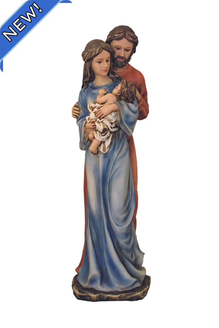 Holy Family (one piece) in fully hand-painted color with light antiquing, 16"