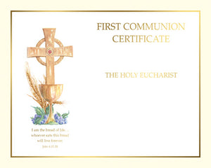 First Communion Certificate (laser), Cross & Chalice