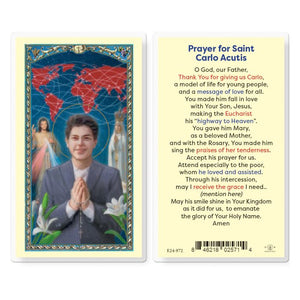 St. Carlo Acutis Laminated Holy Card