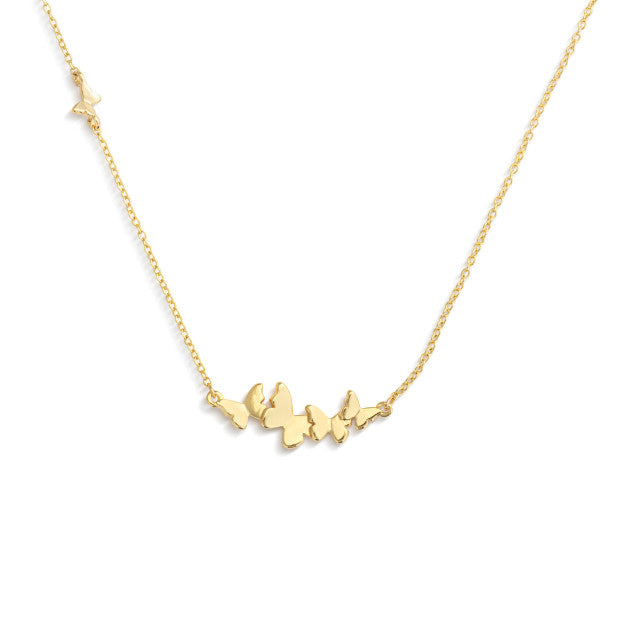 Butterfly Cluster Gold Necklace 16in