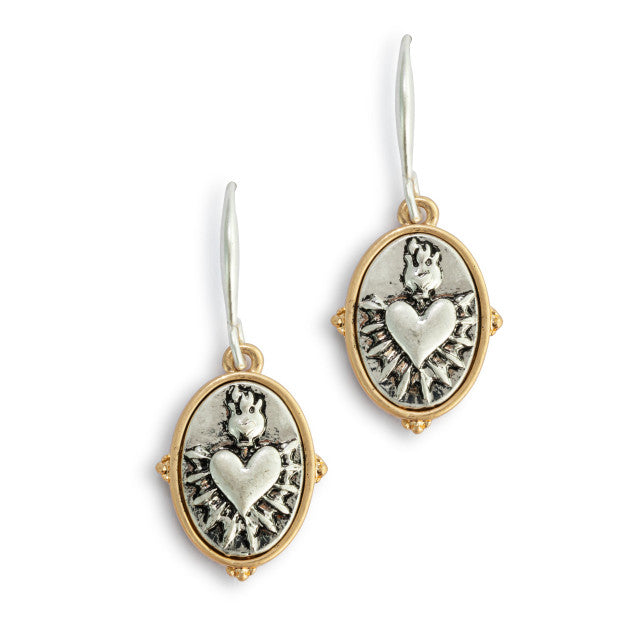 Sacred Heart Earrings - Silver