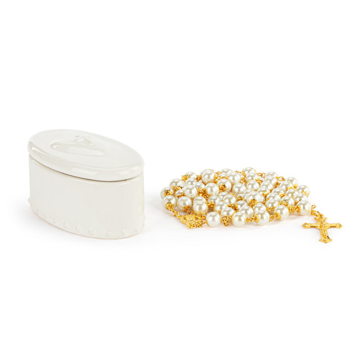 Trinket Box & Rosary - Heart and Cross