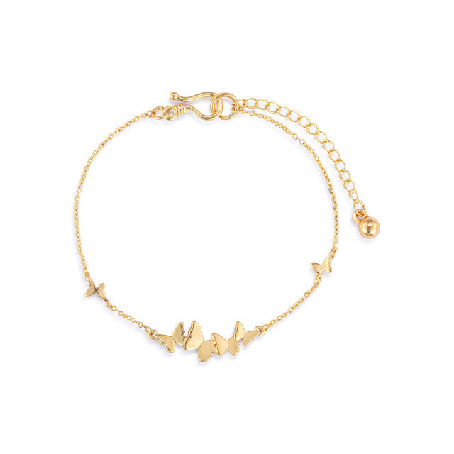 Butterfly Cluster Gold Bracelet 6.5in